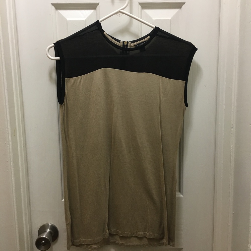 Tan and black soft shell tank